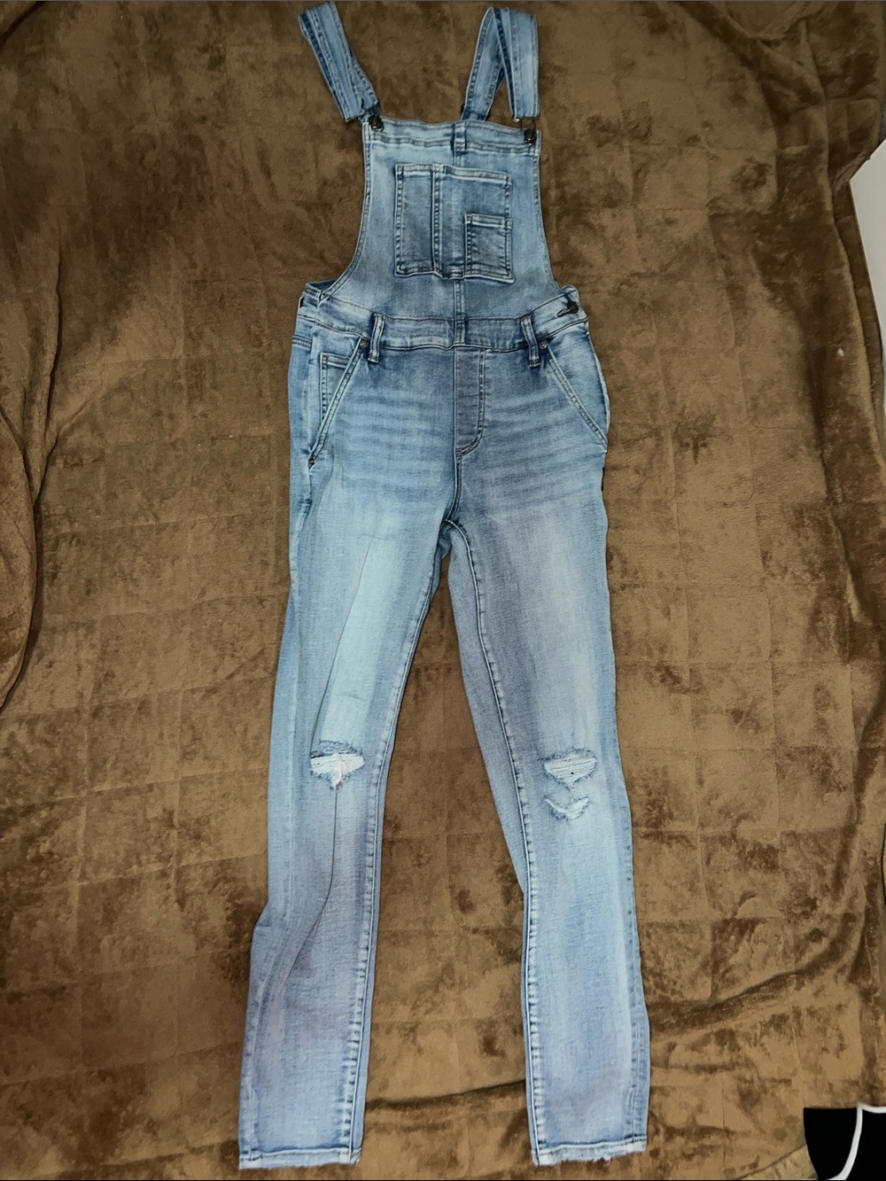 Silver Jeans Light Blue Distressed Denim Overalls XS